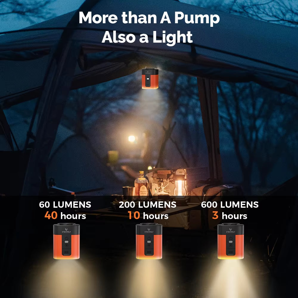 AIR 3 Electric Air Pump 2600Mah Battery & Light Portable Camping Pump for Air Mattress Sleeping Pads Pool Floats