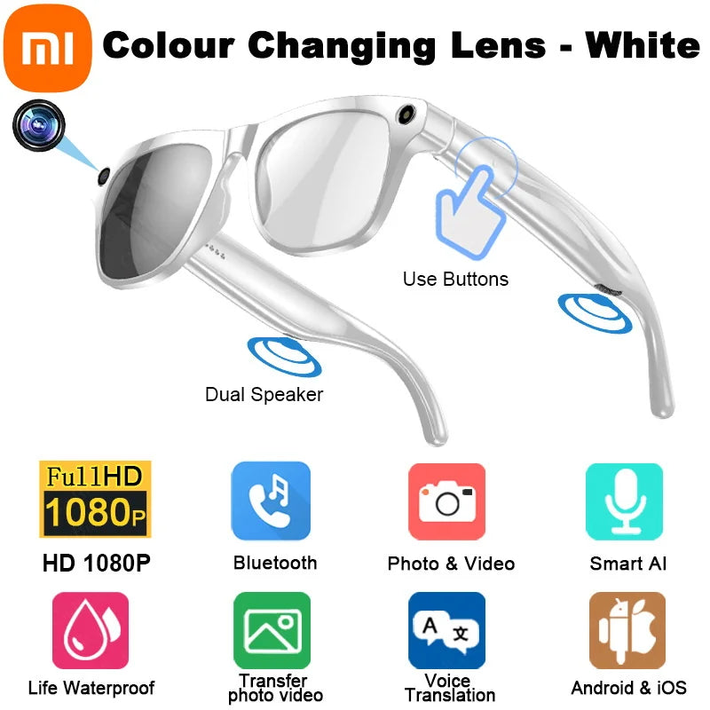 Xiaomi 1080P HD AI Smart Glasses GPT 100MP Camera Bluetooth Call DVR Video 260Mah Battery Voice Assistant Control Smart Glasses